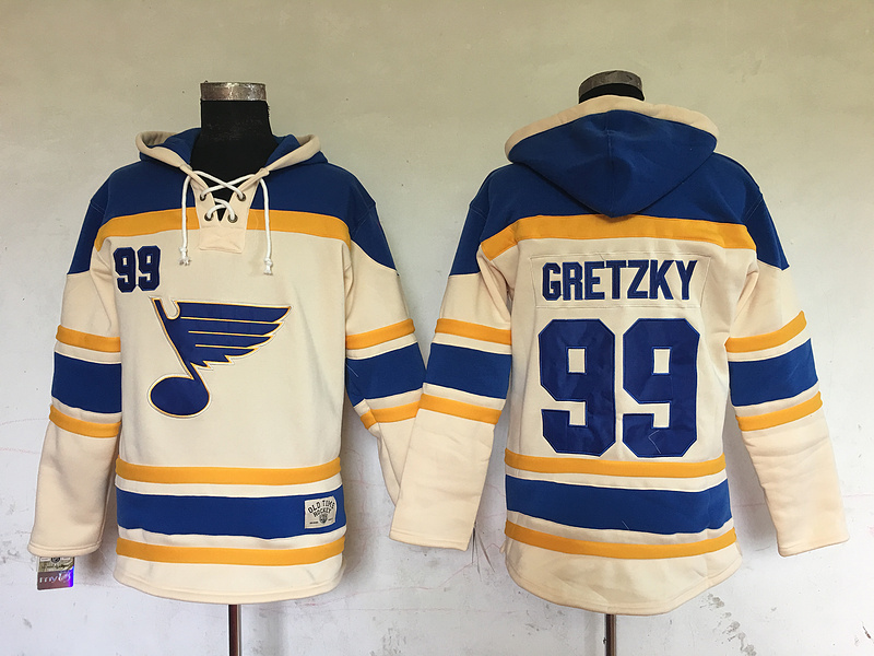 NHL St. Louis Blues #99 Gretzky Cream Blue Hoodie 