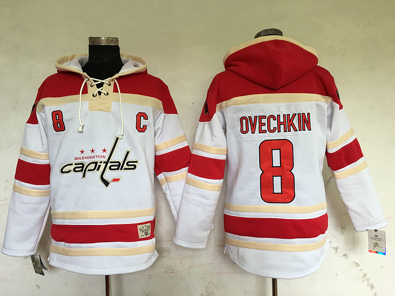 NHL Washington Capitals #8 Ovechkin White Red Hoodie