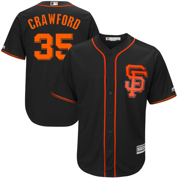 MLB San Francisco Giants #35 Crawford Black Orange Number Jersey