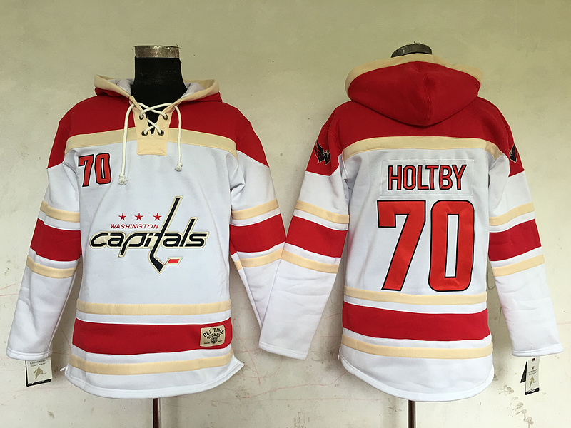 NHL Washington Capitals #70 Holtby White Red Hoodie