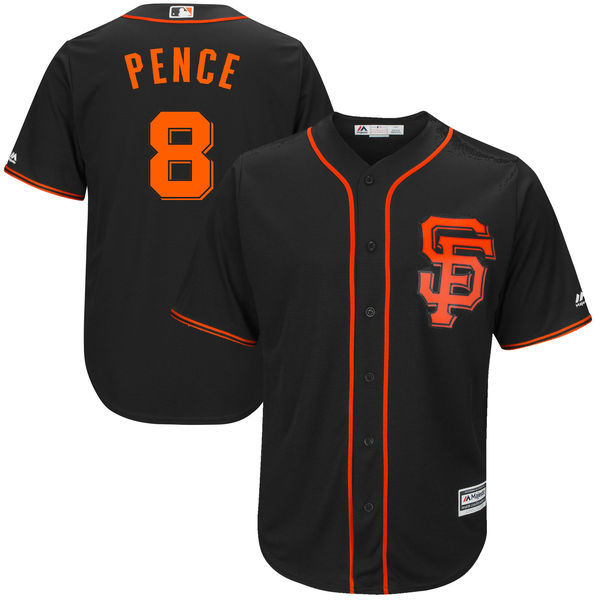 MLB San Francisco Giants #8 Pence Black Orange Number Jersey