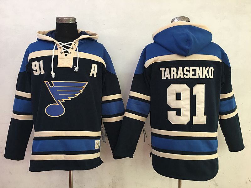 NHL St.Louis Blues #91 Tarasenko Black Blue Hoodie