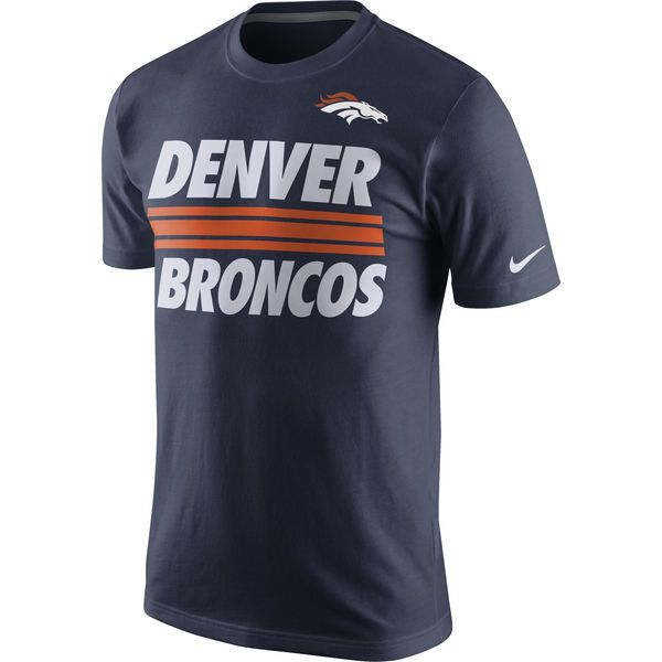 Mens Denver Broncos Nike Navy Team Stripe T-Shirt 