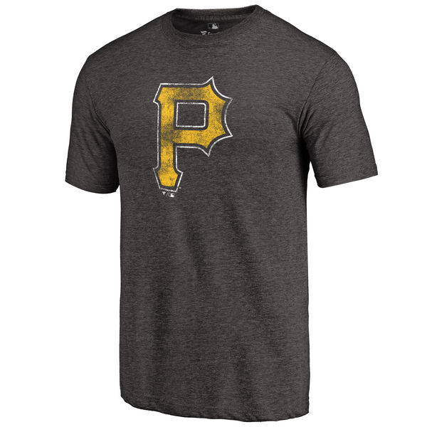Mens Pittsburgh Pirates Ash Distressed Team Tri-Blend T-Shirt 