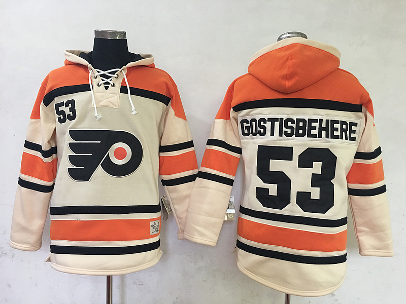 NHL Philadelphia Flyers #53 Gostisbehere Cream Hoodie