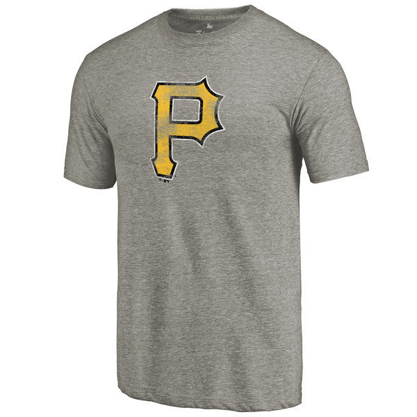 Mens Pittsburgh Pirates Ash Distressed Team Tri-Blend T-Shirt L.Grey