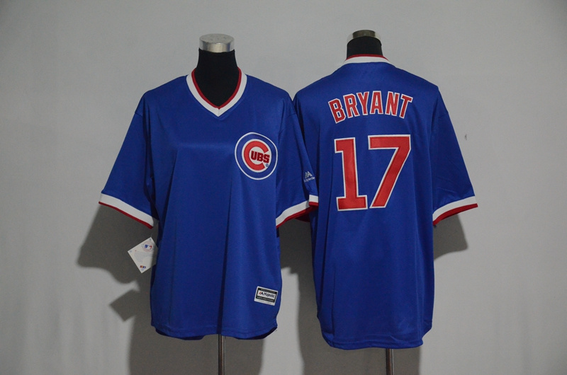 Majestics MLB Chicago Cubs #17 Bryant Blue Pullover Jersey