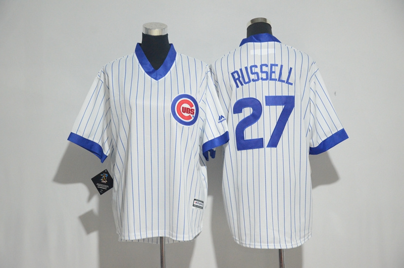 Majestics MLB Chicago Cubs #27 Russell White Pullover Jersey