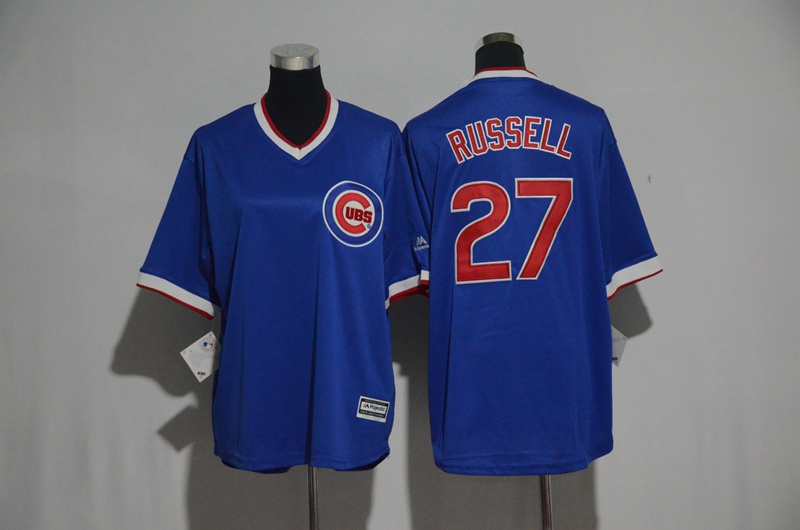 Majestics MLB Chicago Cubs #27 Russell Blue Pullover Jersey