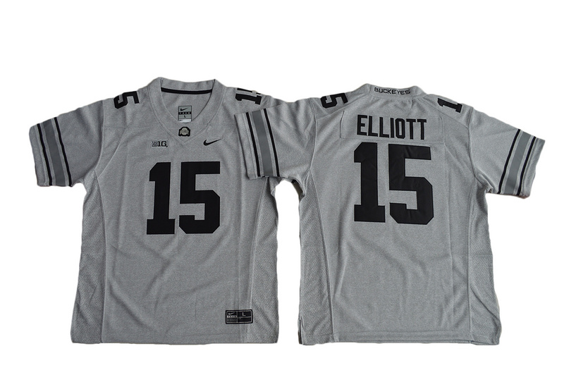 Youth Ohio State Buckeyes #15 Ezekiel Elliott College Football Jersey Gridion Grey II