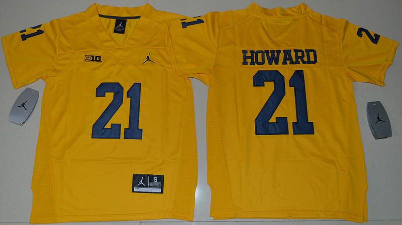 Youth Jordan Brand Michigan Wolverines #21 Desmond Howard College Football Limited Jersey Yellow 