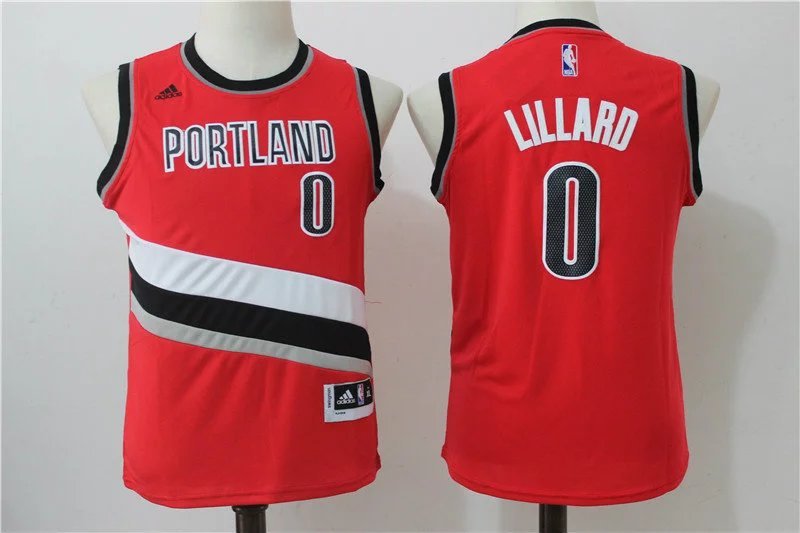 NBA Portland Trail Blazers #0 Lillard Red Kids Jersey