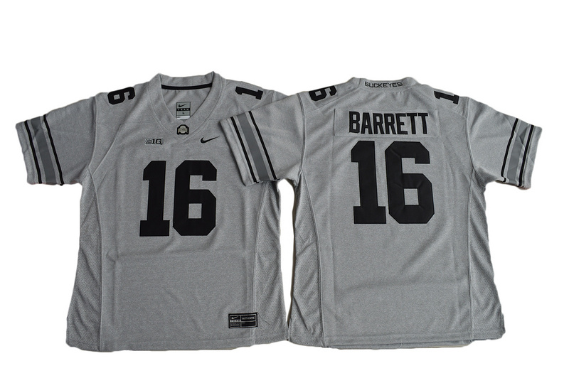 Women Ohio State Buckeyes #16 J.T. Barrett College Football Jersey Gridion Grey II 