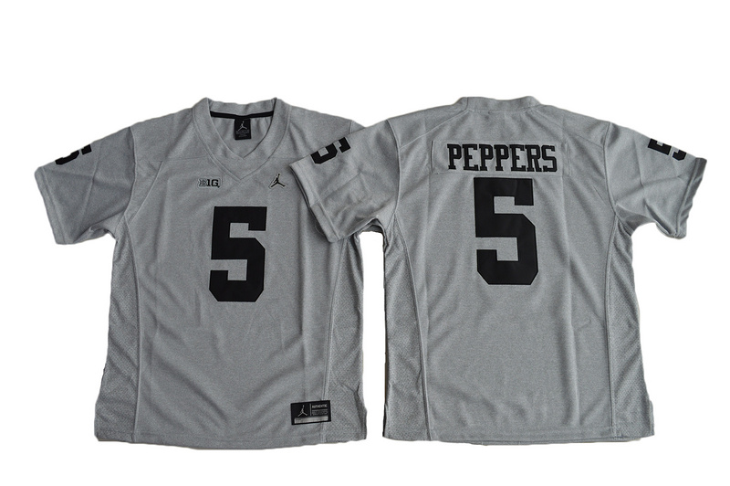 Women Heather Gray Michigan Wolverines #5 Jabrill Peppers College Football Limited Jersey Gridiron Gray II 