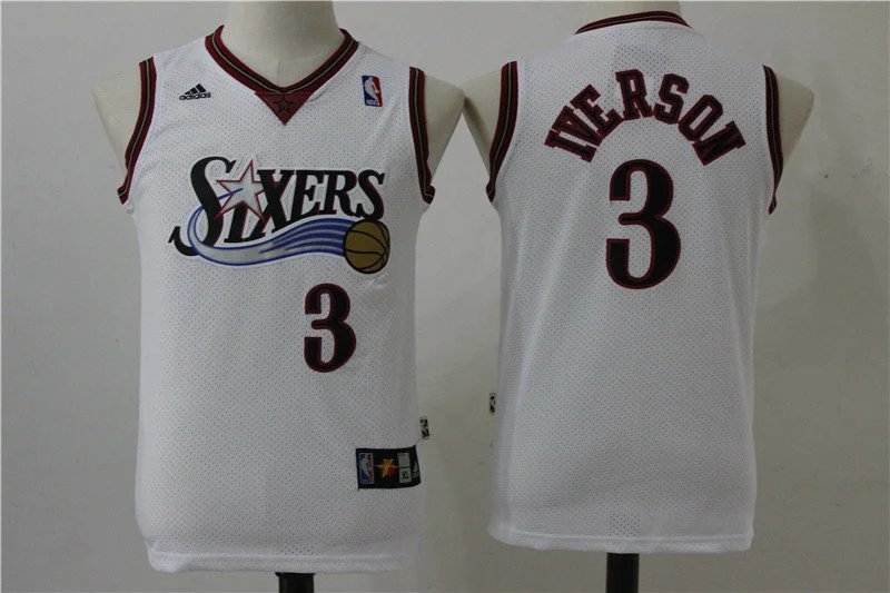 Kids Philadelphia 76ers #3 Iverson White NBA Jersey