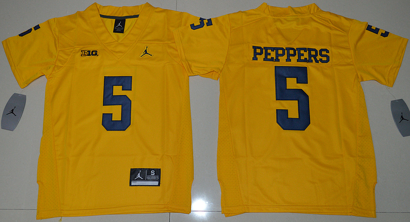 Youth Jordan Brand Michigan Wolverines #5 Jabrill Peppers College Football Limited Jersey Yellow 