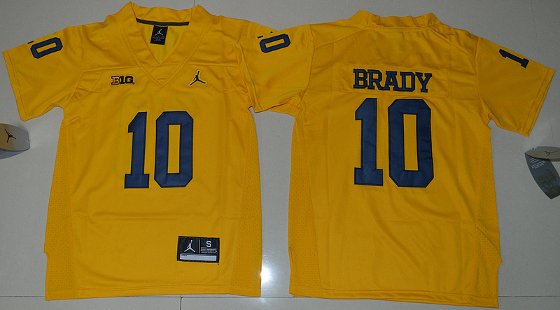 Youth Jordan Brand Michigan Wolverines Tom Brady 10 College Football Limited Jersey Yellow 