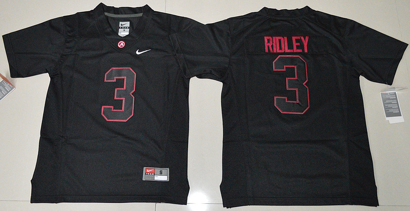 Youth Alabama Crimson Tide #3 Calvin Ridley College Football Limited Jersey Blackout 
