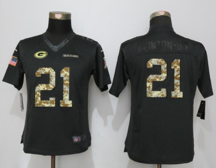 Women Nike Green Bay Packers #21 Clinton-Dix Salute To Service Jersey 