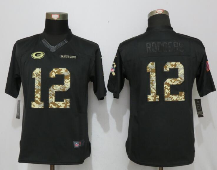 Women Nike Green Bay Packers #12 Rodgers Salute To Service Jersey 