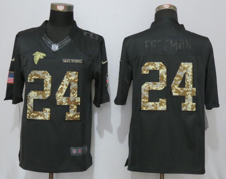 New Nike Atlanta Falcons 24 Freeman Anthracite Salute To Service Limited Jersey  