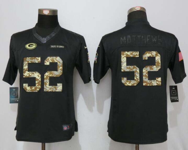 Women Nike Green Bay Packers #52 Matthews Salute To Service Jersey 