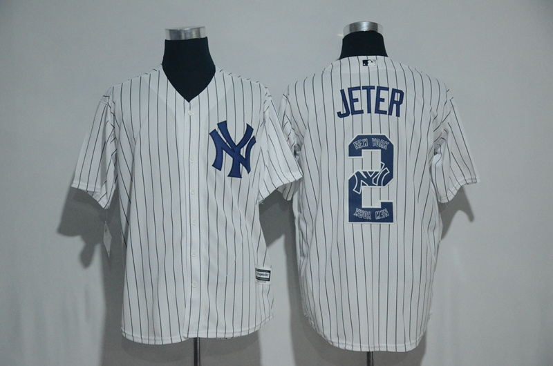 MLB New York Yankees #2 Jeter Printing Stitched Number New Jersey