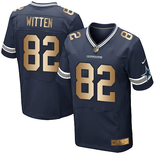 Mens Nike Dallas Cowboys #82 Jason Witten Elite Navy Gold NFL Jersey