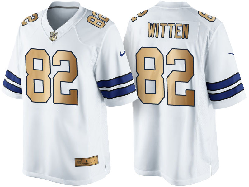 NFL Dalla Cowboys #82 Jason Witten White Gold Elite Jersey