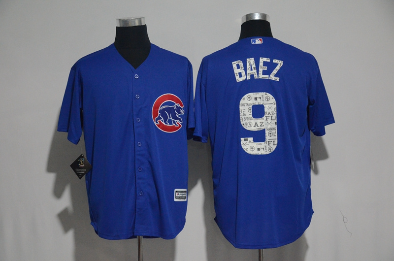 MLB Chicago Cubs #9 Baez Blue Spring Trainging Jersey