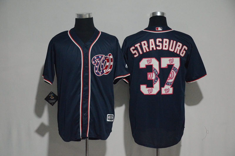 MLB Washington Nationals #37 Strasburg D.Blue Jersey