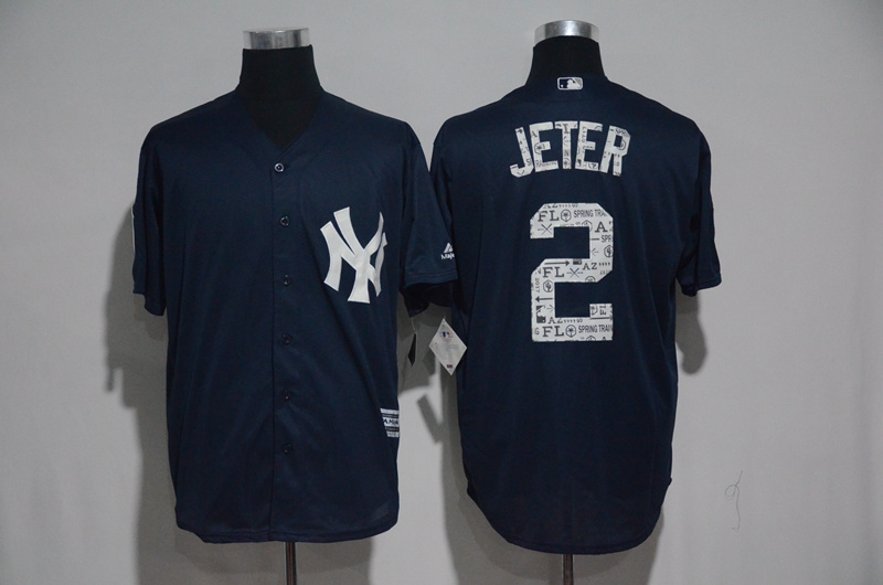 MLB New York Yankees #2 Jeter D.Blue Spring Training Jersey