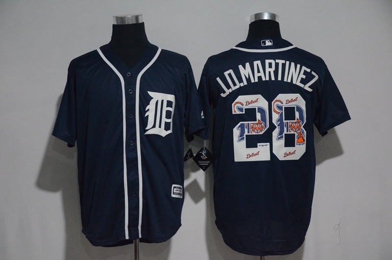 MLB Detroit Tigers #28 J.D.Martinez D.Blue New Jersey