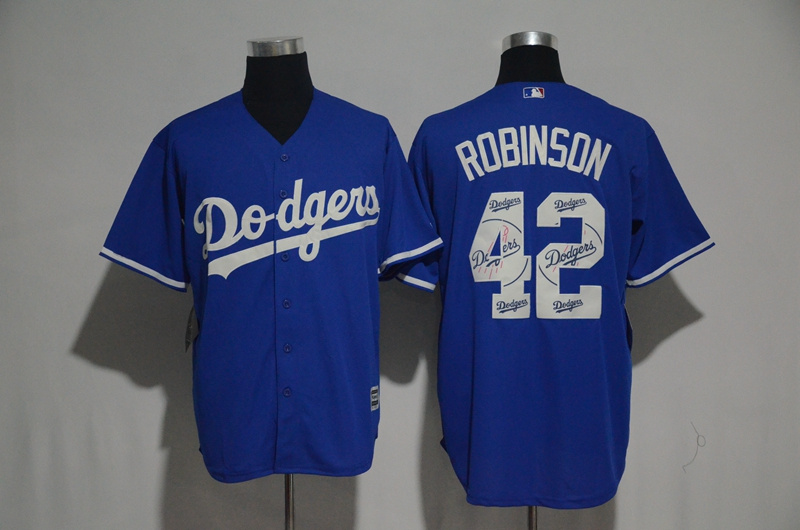 MLB Los Angeles Dodgers #42 Robinson Blue Painting Jersey