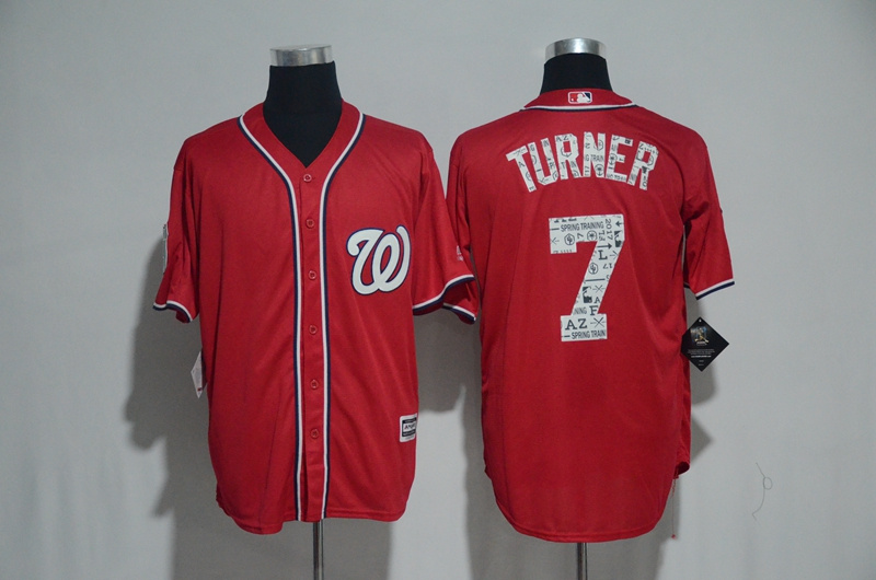 MLB Washington Nationals #7 Turner Red Spring Training Jersey