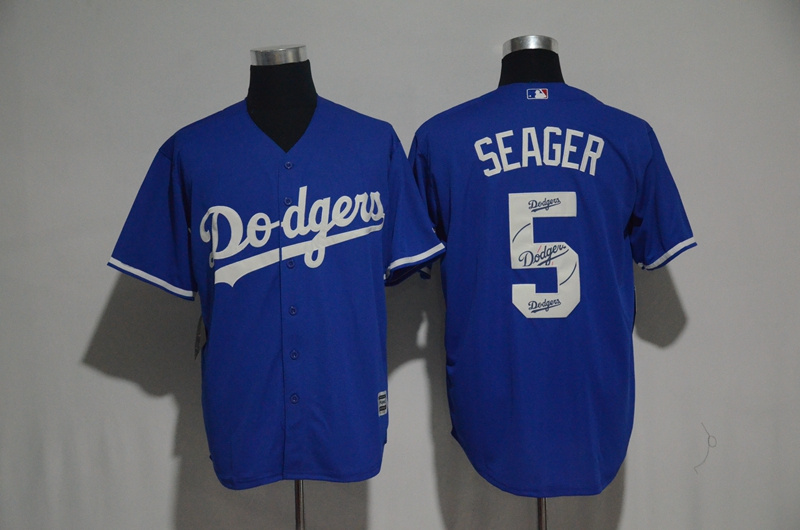 MLB Los Angeles Dodgers #5 Seager Blue Painting Jersey