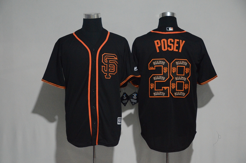 MLB San Francisco Giants #28 Posey Black Jersey