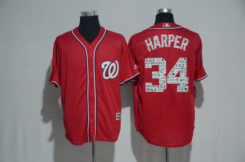 MLB Washington Nationals #34 Harper Red Spring Training Jersey