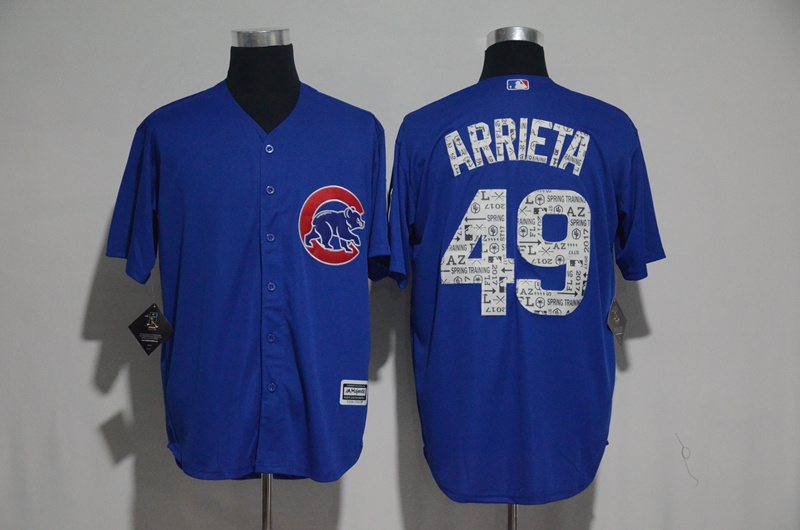 MLB Chicago Cubs #49 Arrieta Blue Spring Trainging Jersey