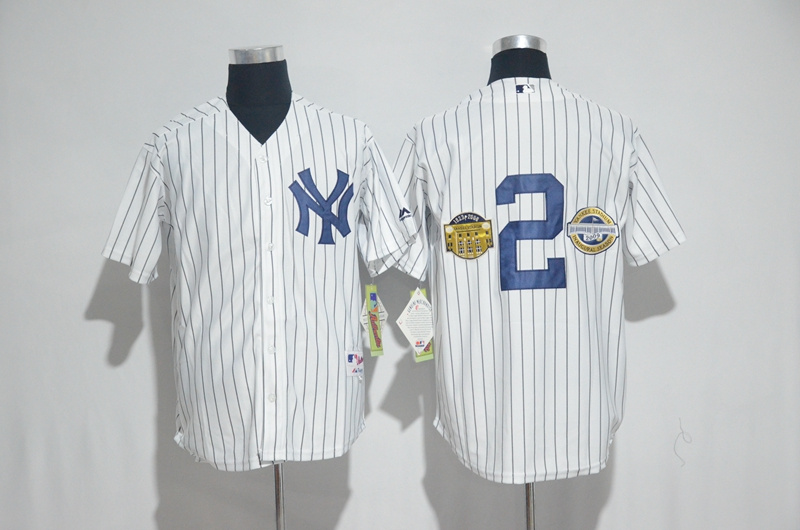 MLB New York Yankees #2 Jeter White Jersey with Patch