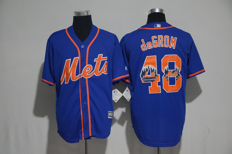 MLB New York Mets #48 deGrom Blue Jersey