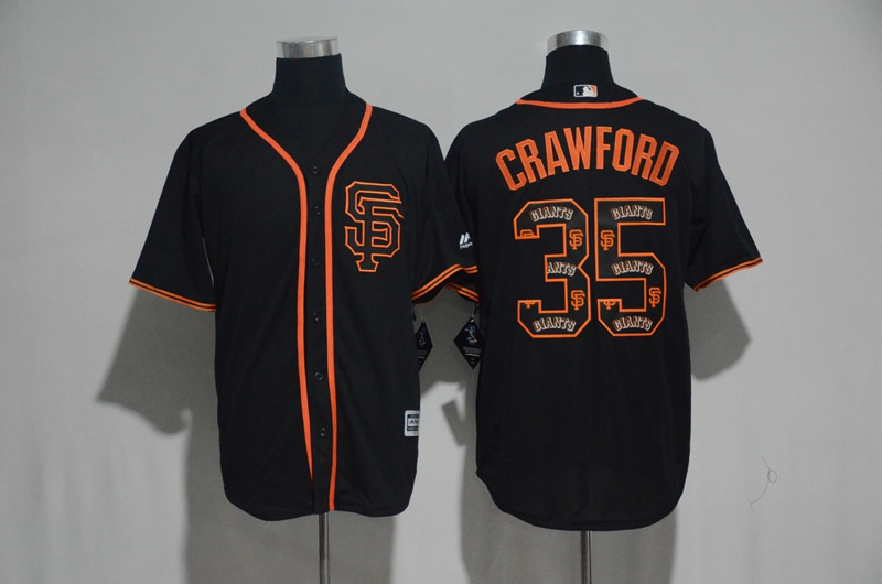 MLB San Francisco Giants #35 Crawford Black Jersey