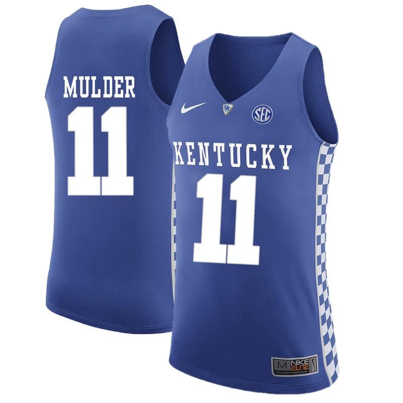 NCAA Basketball Kentucky Wildcats #11 Mulder College Blue Jersey