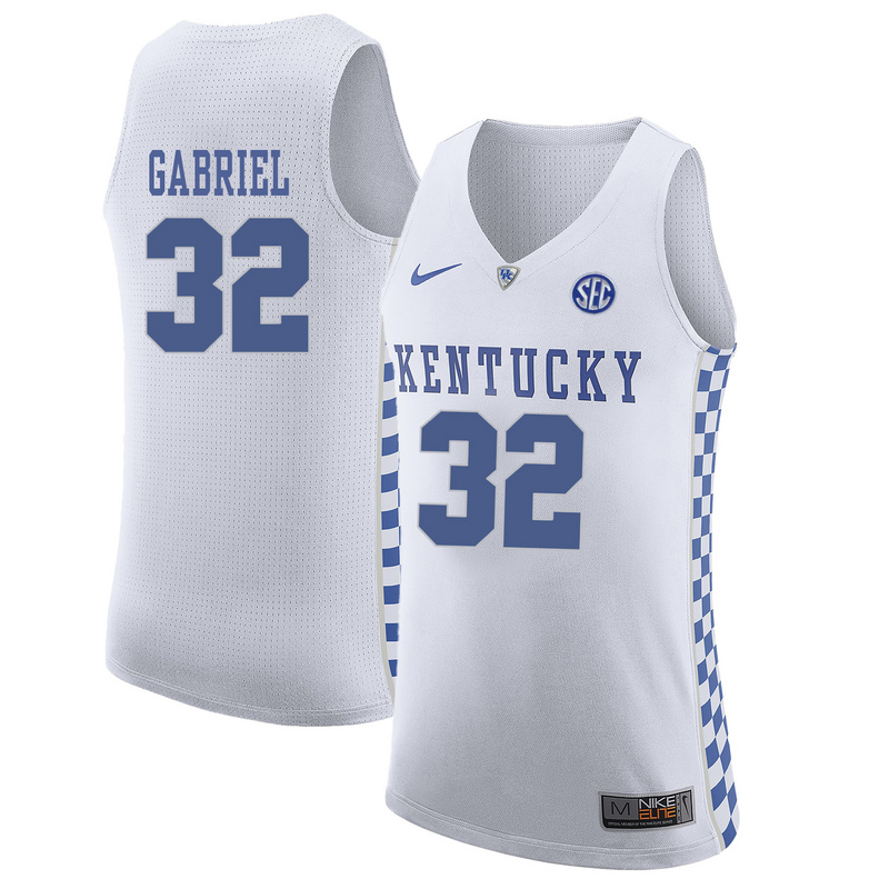 NCAA Basketball Kentucky Wildcats #32 Gabriel College White Jersey