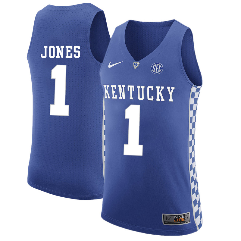 NCAA Basketball Kentucky Wildcats #1 Jones College Blue Jersey