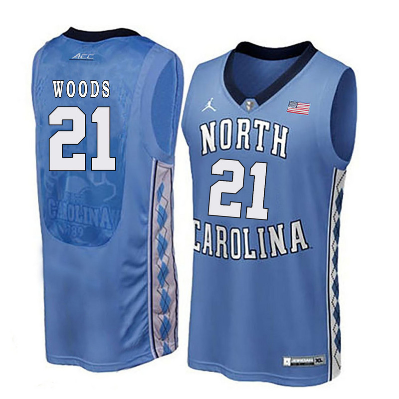 NCAA Basketball North Carolina #21 Woods Blue College Jersey