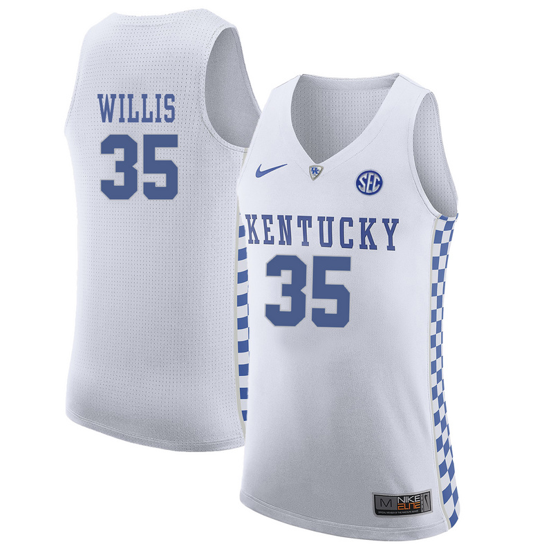 NCAA Basketball Kentucky Wildcats #35 Willis College White Jersey