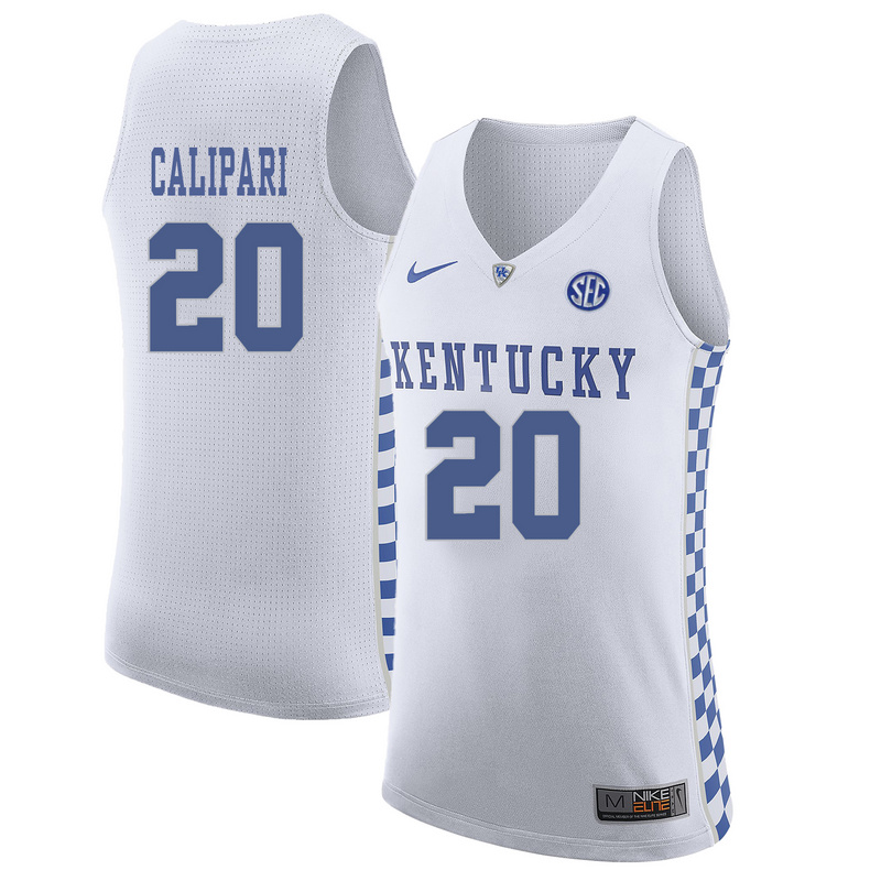 NCAA Basketball Kentucky Wildcats #20 Calipari College White Jersey