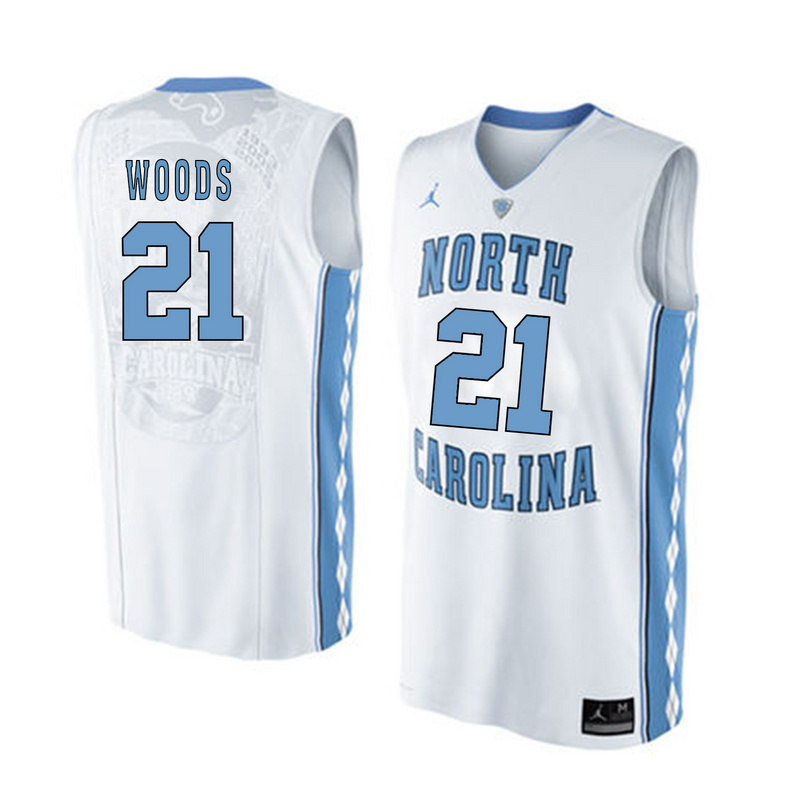 NCAA Basketball North Carolina #21 Woods White College Jersey