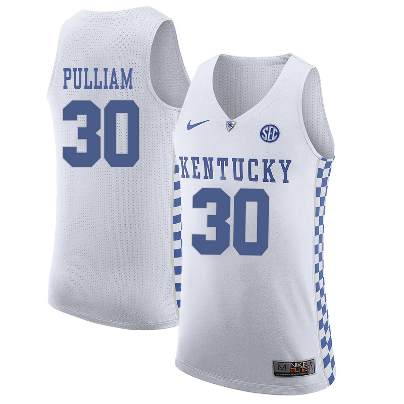 NCAA Basketball Kentucky Wildcats #30 Pulliam College White Jersey